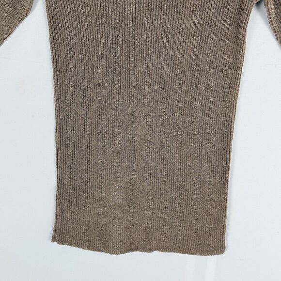 Women’s Ribbed Knit Top Shiny Metallic Stretch Scoop Neck Half Sleeve BM M - Picture 9 of 12